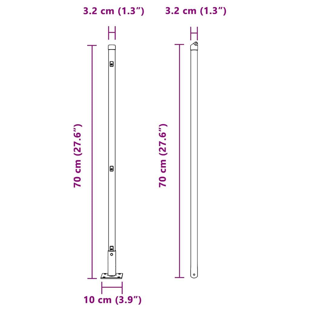 vidaXL Zaunpfosten 26 pcs Grau 3,2 x 3,2 x 70 cm