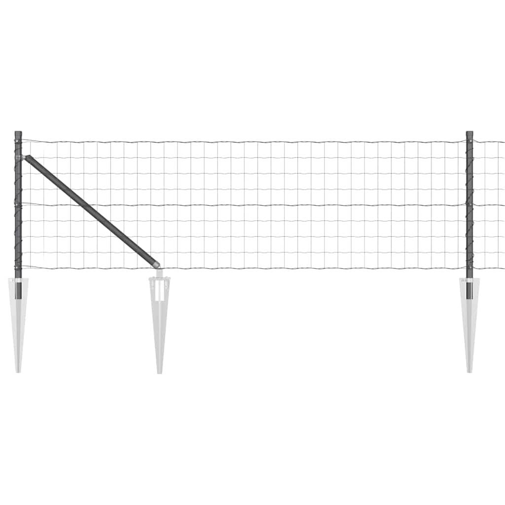 vidaXL Zaun mit Pfosten Grau 0,8 x 25 m Stahl