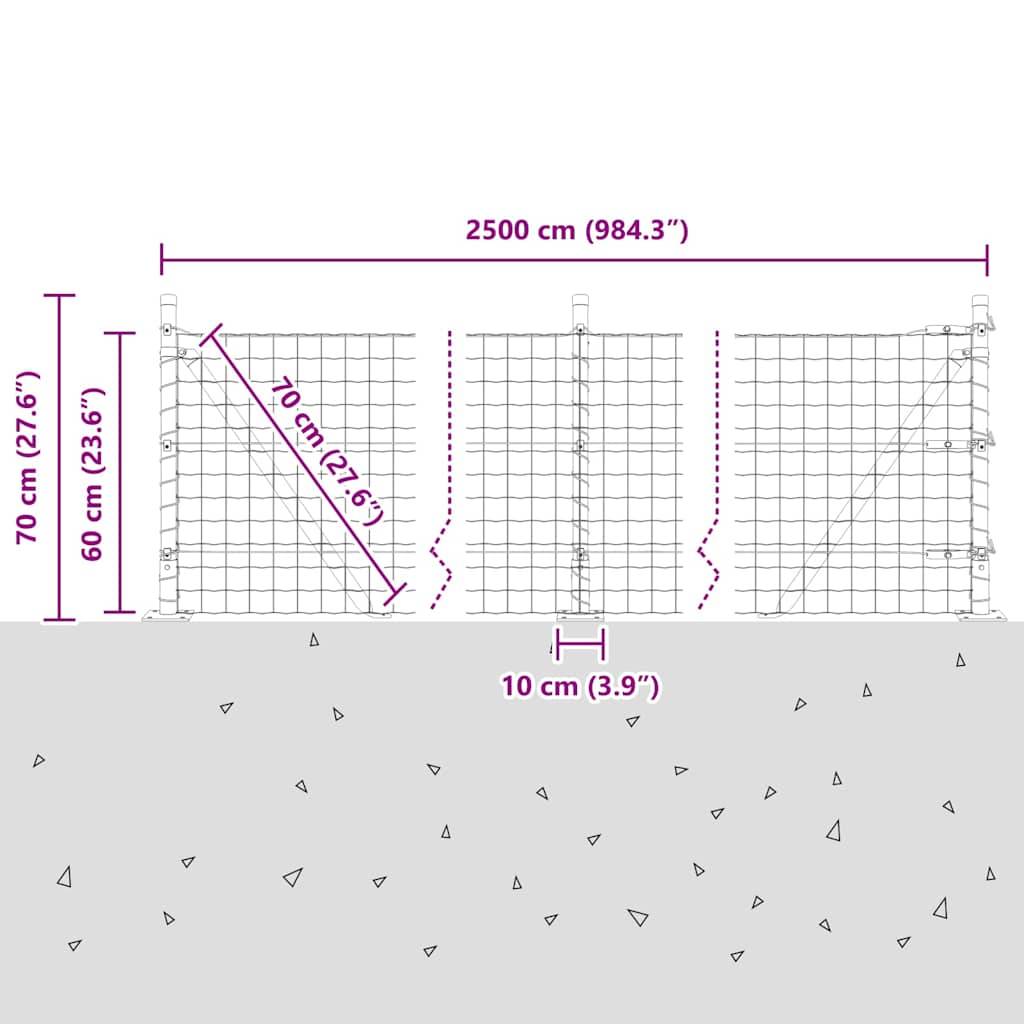 vidaXL Zaun mit Pfosten Grün 0,6 x 25 m Stahl und PVC