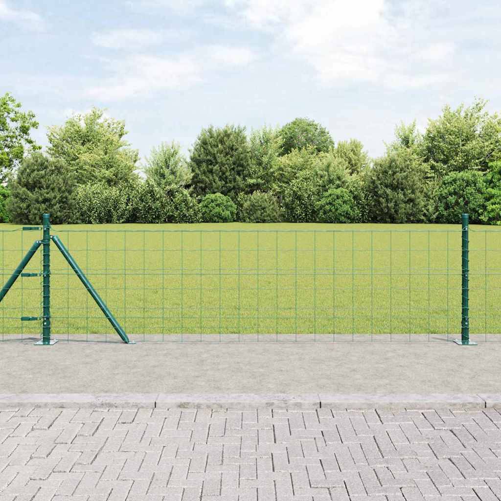 vidaXL Zaun mit Pfosten Grün 0,6 x 50 m Stahl und PVC