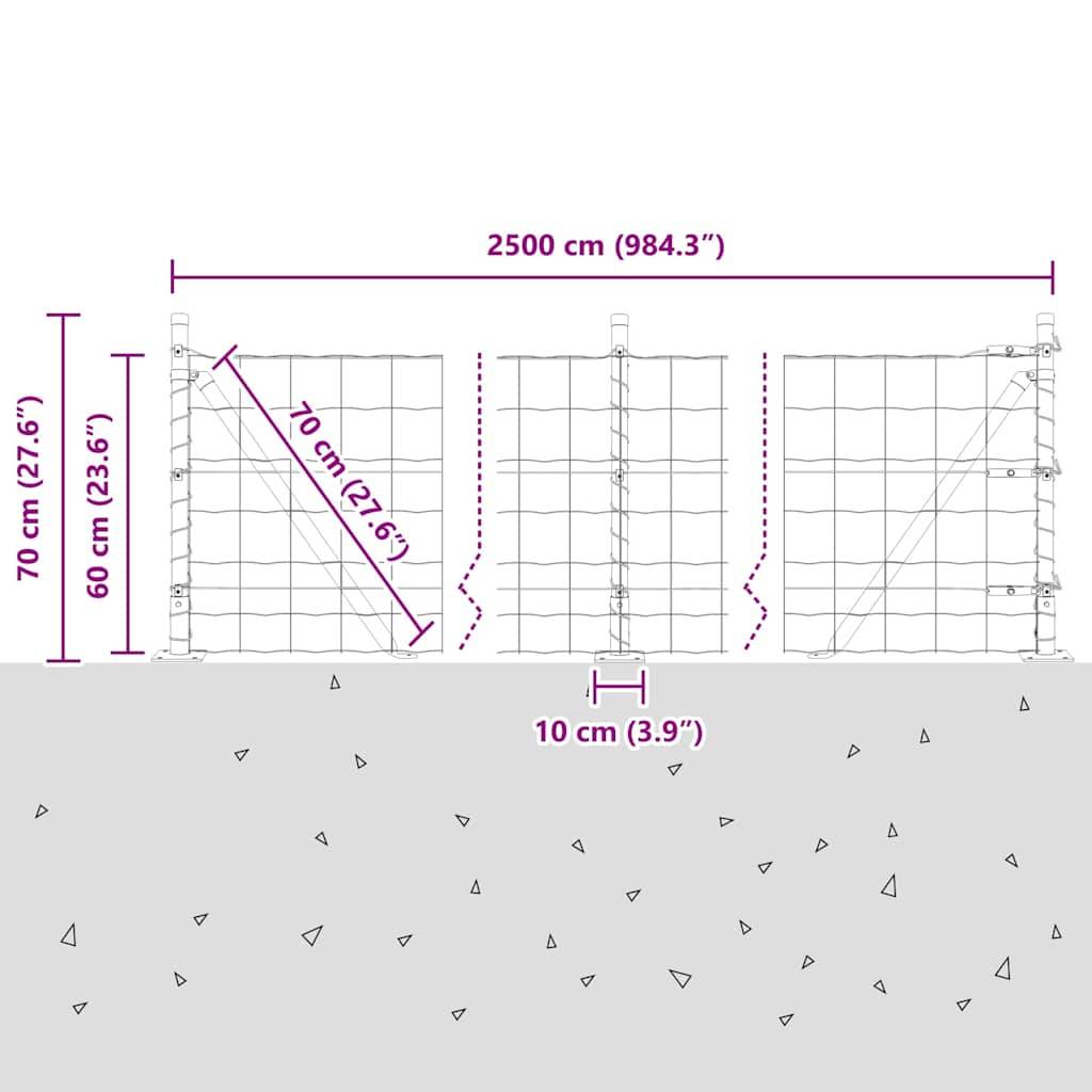 vidaXL Zaun mit Pfosten Grün 0,6 x 25 m Stahl und PVC