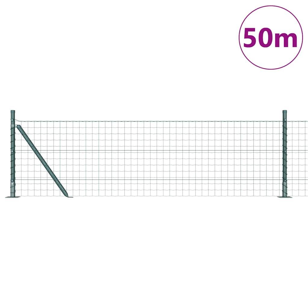 vidaXL Zaun mit Pfosten Grün 0,6 x 50 m Stahl und PVC