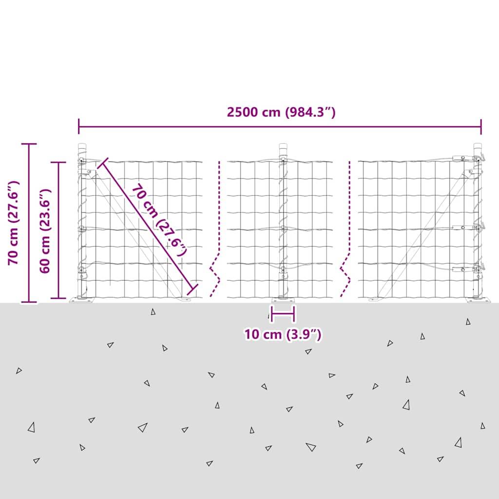 vidaXL Zaun mit Pfosten Grün 0,6 x 25 m Stahl und PVC