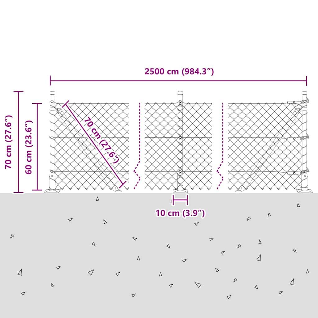 vidaXL Zaunpfosten Grün 25 x 0,6 m (40 x 40 mm Maschen) Stahl und PVC