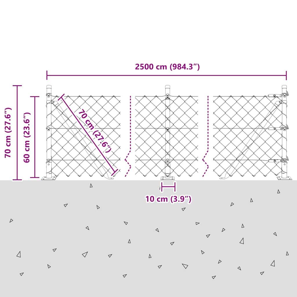 vidaXL Zaunpfosten Grün 25 x 0,6 m (60 x 60 mm Maschen) Stahl und PVC