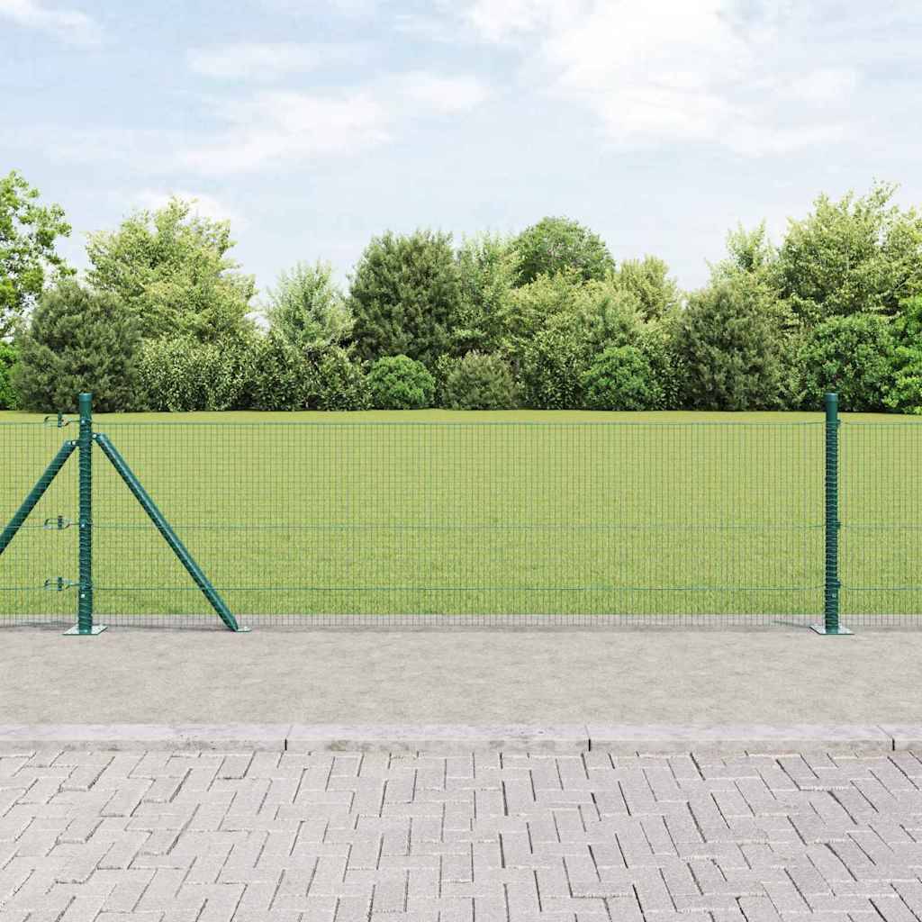 vidaXL Zaunpfosten Grün 25 x 0,5 m (16 x 16 mm Netz) Stahl