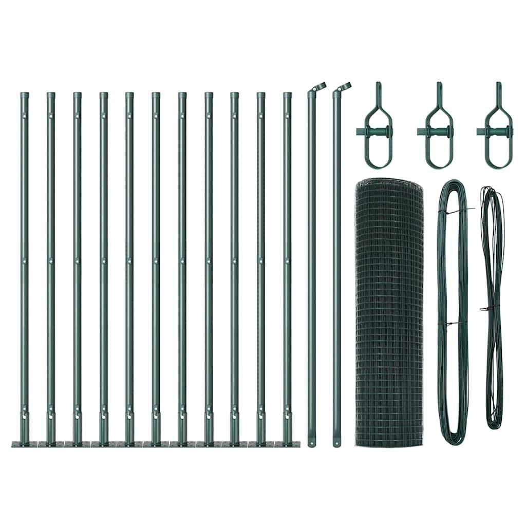 vidaXL Zaunpfosten Grün 25 x 0,5 m (16 x 16 mm Netz) Stahl