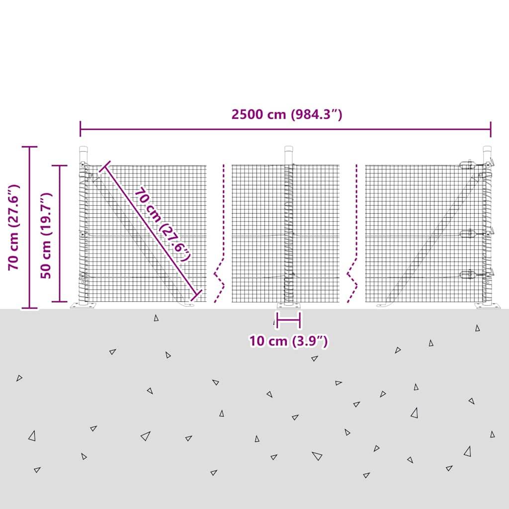 vidaXL Zaunpfosten Grün 25 x 0,5 m (16 x 16 mm Netz) Stahl