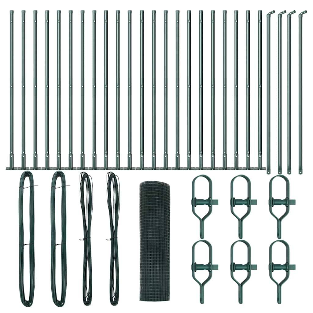 vidaXL Zaunpfosten Grün 50 x 0,6 m (19 x 19 mm Mesh) Stahl und PVC