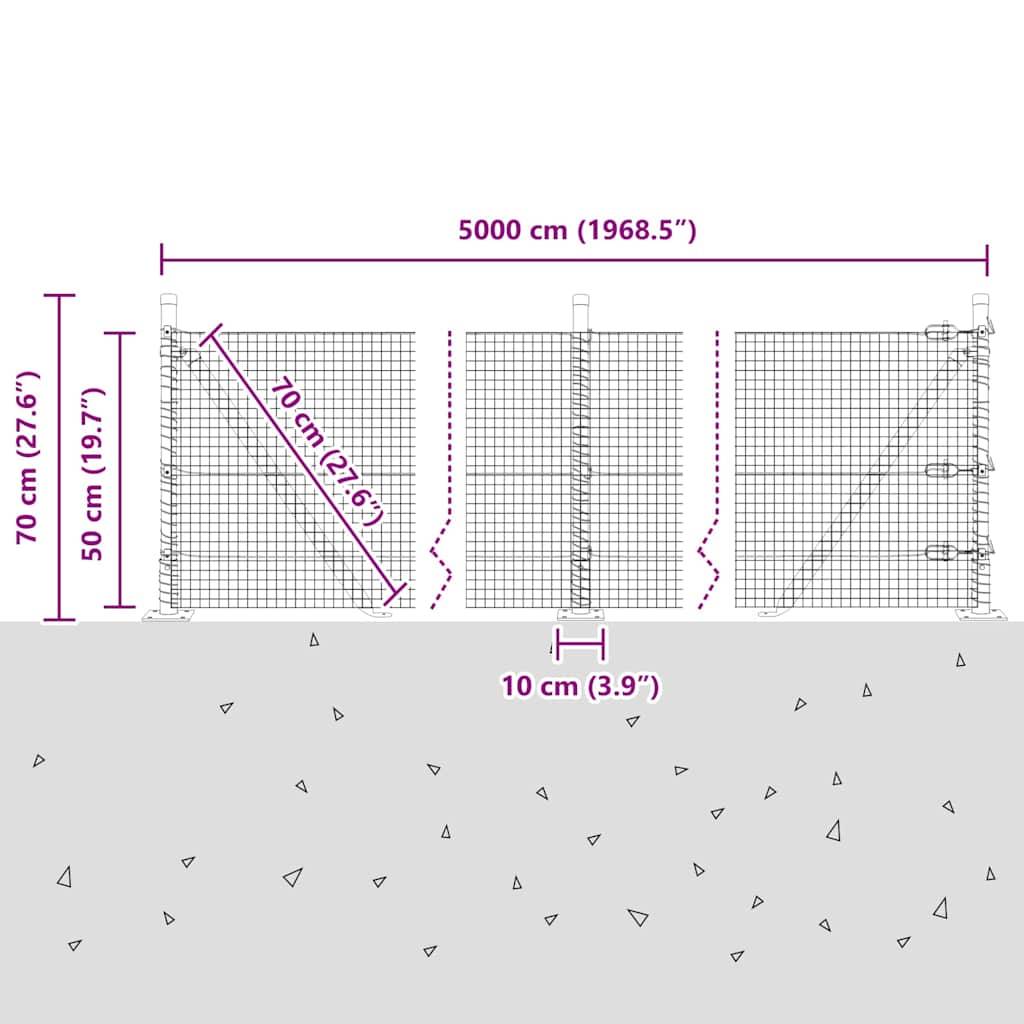 vidaXL Zaunpfosten Grün 50 x 0,5 m (19 x 19 mm Netz) Stahl und PVC