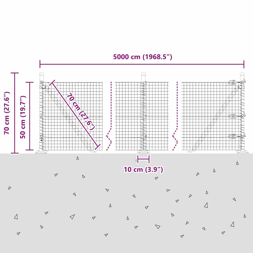 vidaXL Zaunpfosten Grün 50 x 0,5 m (25 x 25 mm Netz) Stahl und PVC