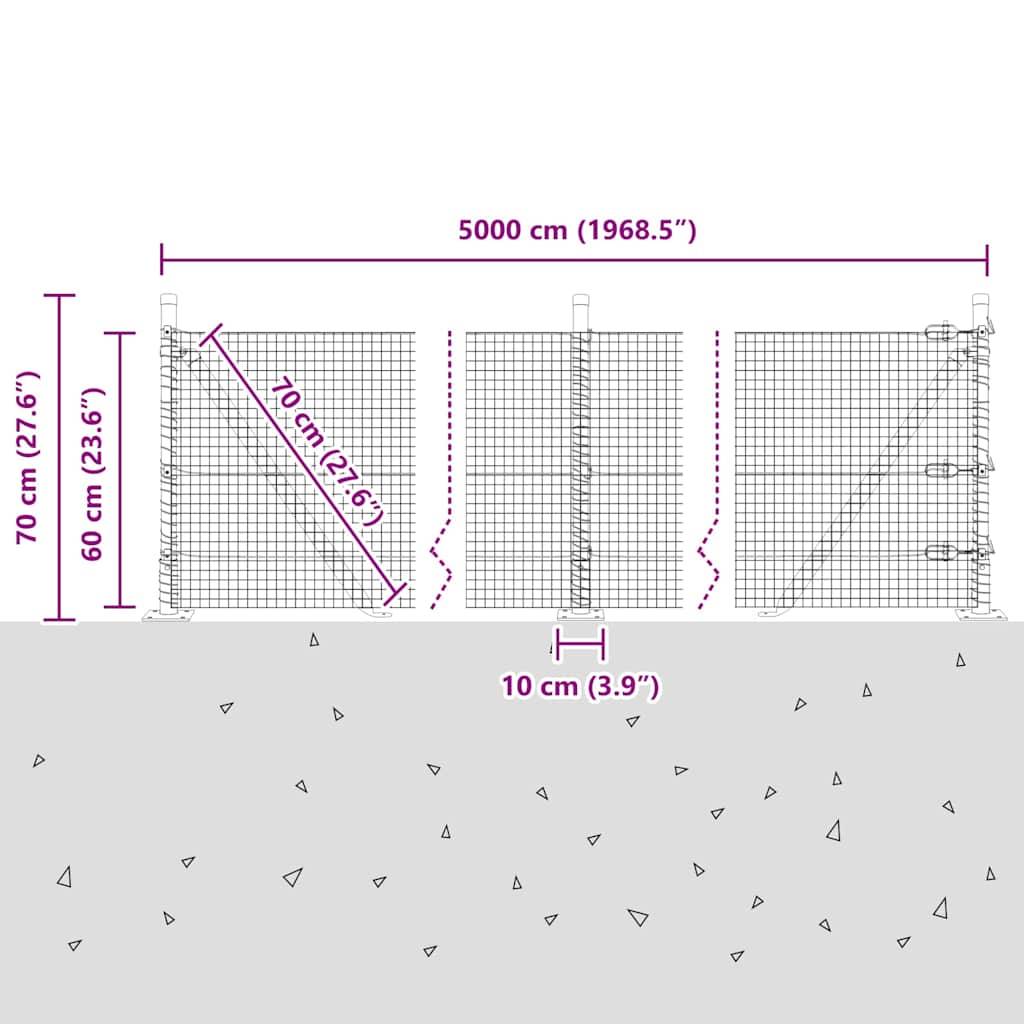 vidaXL Zaunpfosten Grün 50 x 0,6 m (19 x 19 mm Mesh) Stahl und PVC