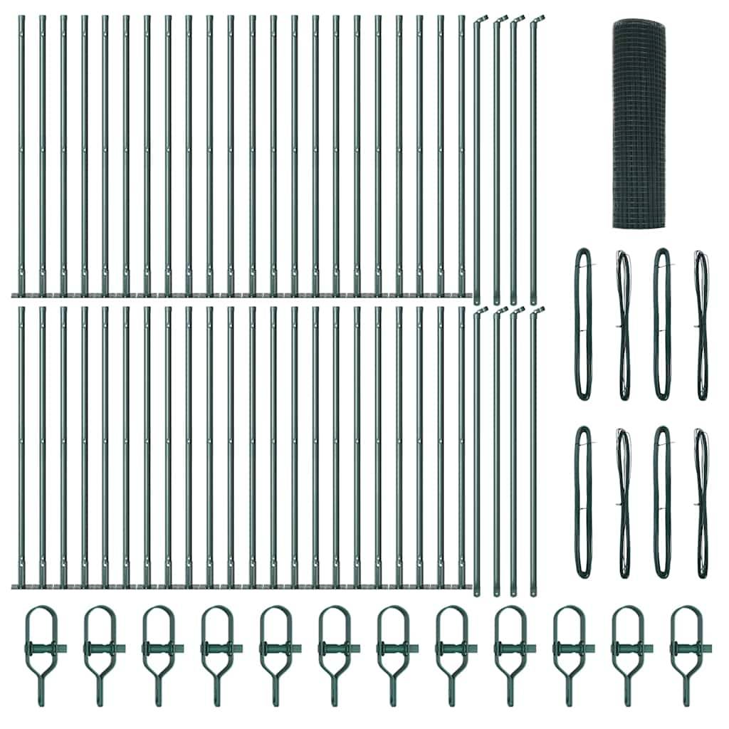 vidaXL Zaunpfosten Grün 100 x 0,6 m (12 x 12 mm Netz) Stahl und PVC