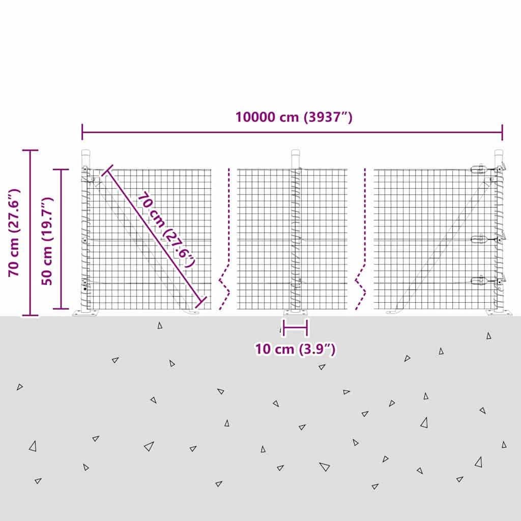 vidaXL Zaunpfosten Grün 100 x 0,5 m (25 x 25 mm Maschen) Stahl und PVC