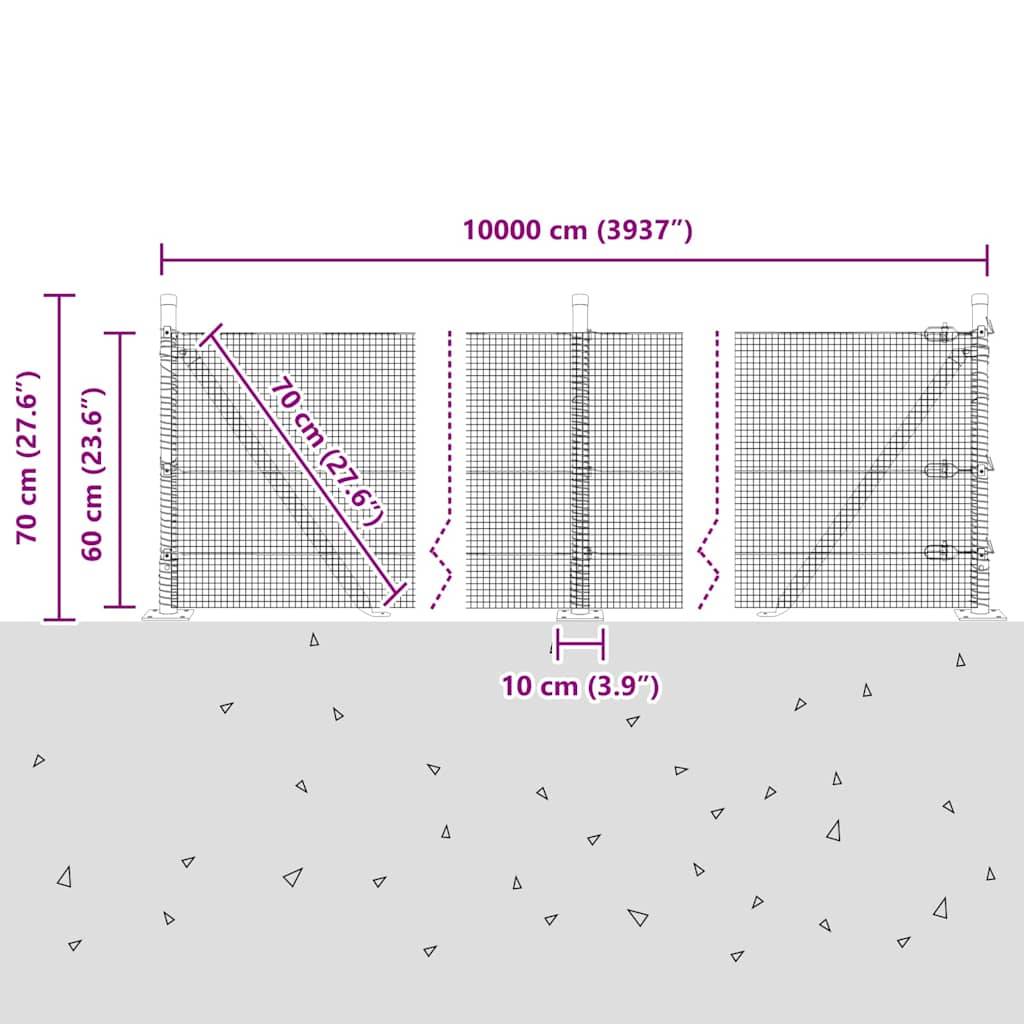 vidaXL Zaunpfosten Grün 100 x 0,6 m (12 x 12 mm Netz) Stahl und PVC