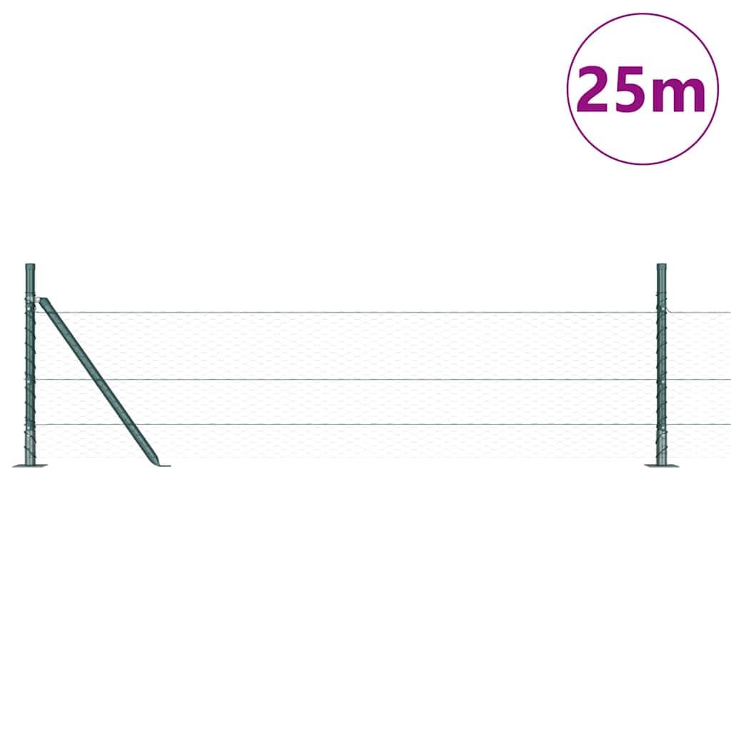 vidaXL Zaunpfosten Grün 25 x 0,5 m (25 mm Netz) Stahl