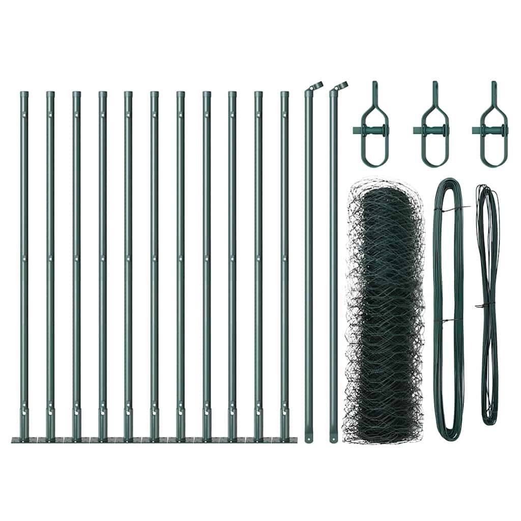 vidaXL Zaunpfosten Grün 25 x 0,6 m (36 mm Maschen) Stahl und PVC