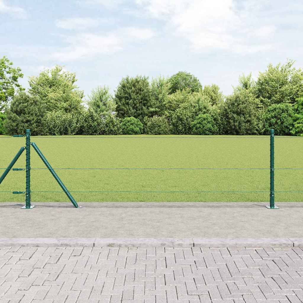 vidaXL Zaunpfosten Grün 25 x 0,6 m (13 mm Maschen) Stahl und PVC
