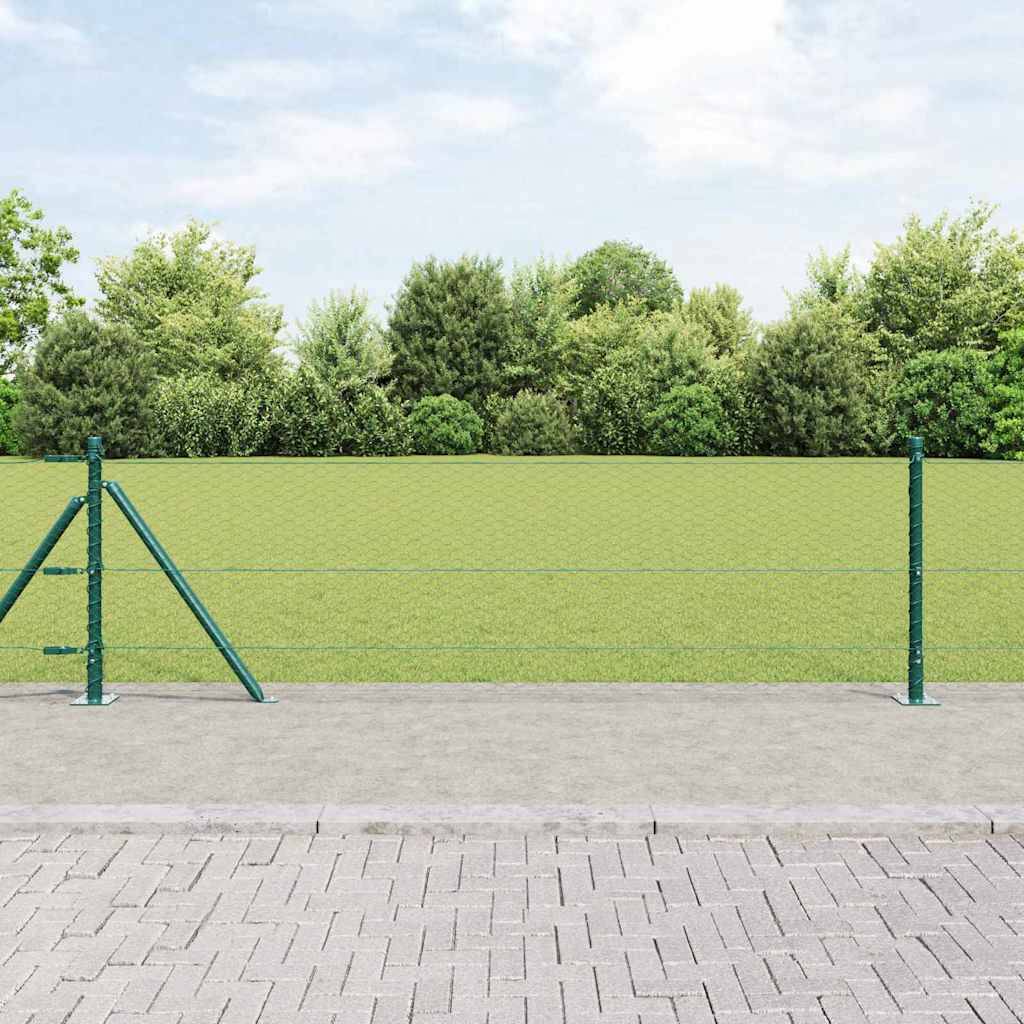 vidaXL Zaunpfosten Grün 25 x 0,6 m (25 mm Maschenweite) Stahl und PVC