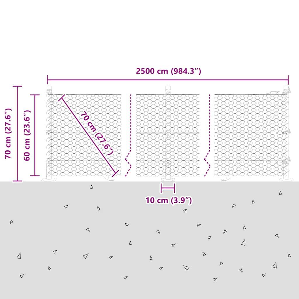 vidaXL Zaunpfosten Grün 25 x 0,6 m (25 mm Maschenweite) Stahl und PVC