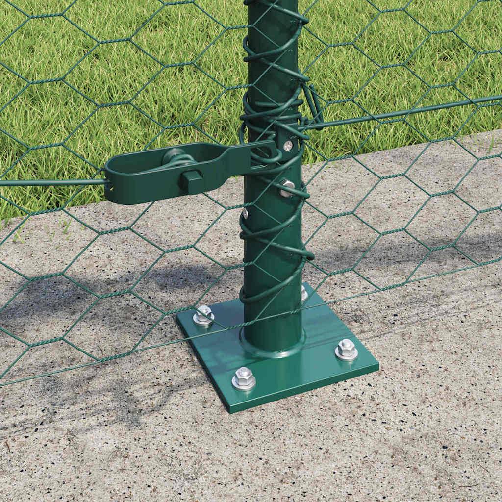 vidaXL Zaunpfosten Grün 25 x 0,6 m (36 mm Maschen) Stahl und PVC