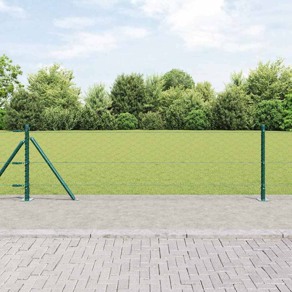 vidaXL Zaunpfosten Grün 25 x 0,6 m (50 mm Maschen) Stahl und PVC