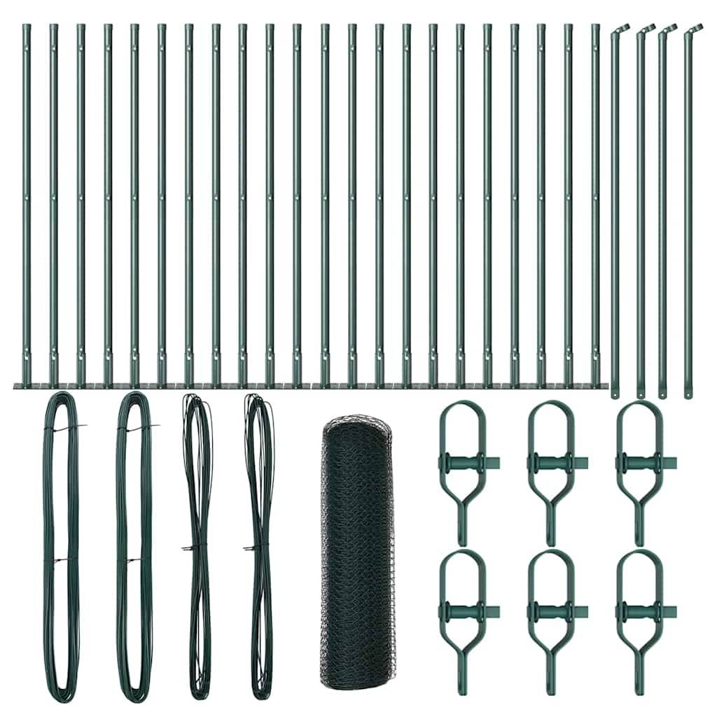 vidaXL Zaunpfosten Grün 50 x 0,5 m (13 mm Masche) Stahl und PVC