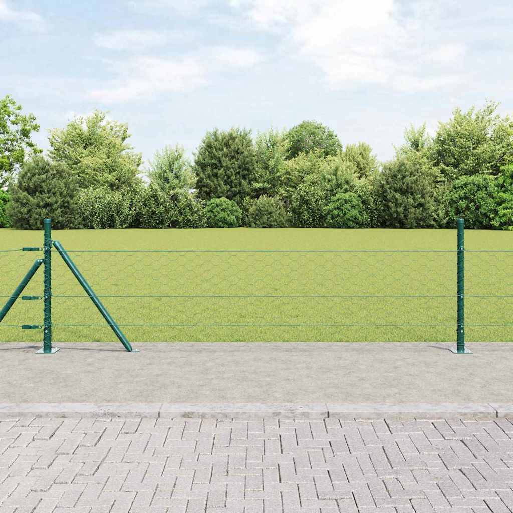 vidaXL Zaunpfosten Grün 50 x 0,5 m (50 mm Netz) Stahl und PVC