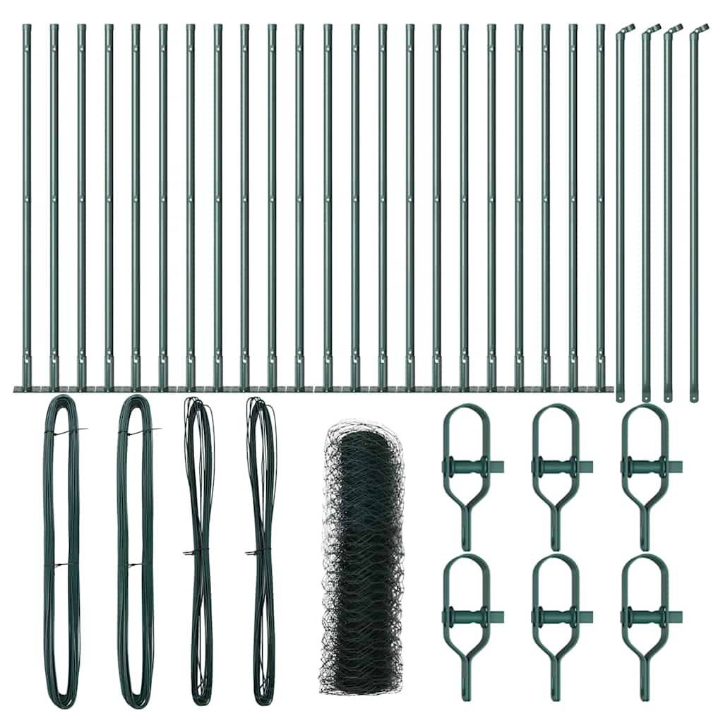 vidaXL Zaunpfosten Grün 50 x 0,5 m (50 mm Netz) Stahl und PVC