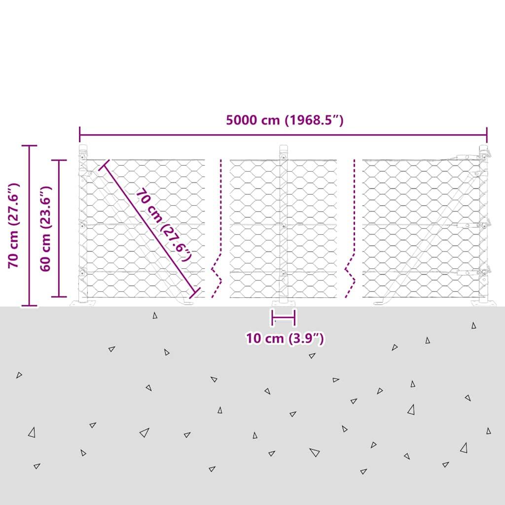 vidaXL Zaunpfosten Grün 50 x 0,6 m (50 mm Gewebe) Stahl und PVC