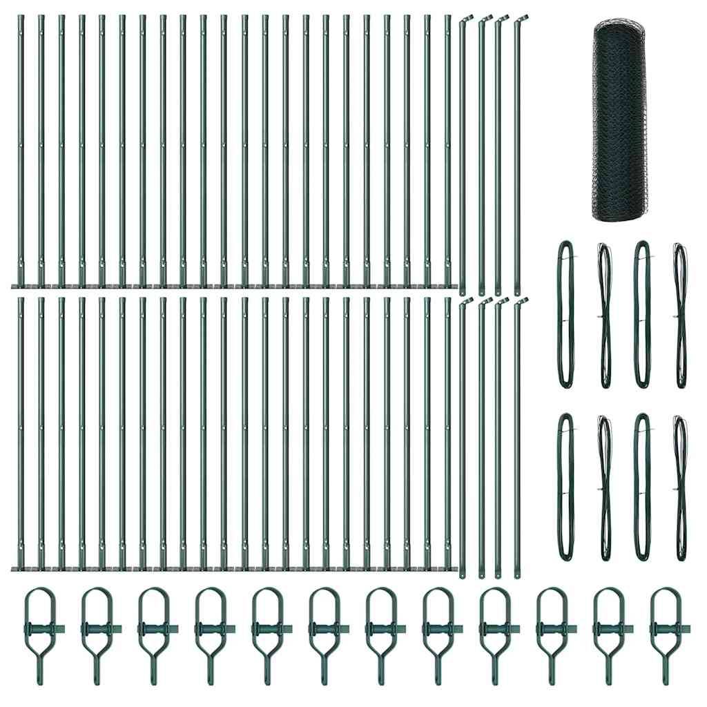 vidaXL Zaunpfosten Grün 100 x 0,6 m (25 mm Maschen) Stahl und PVC