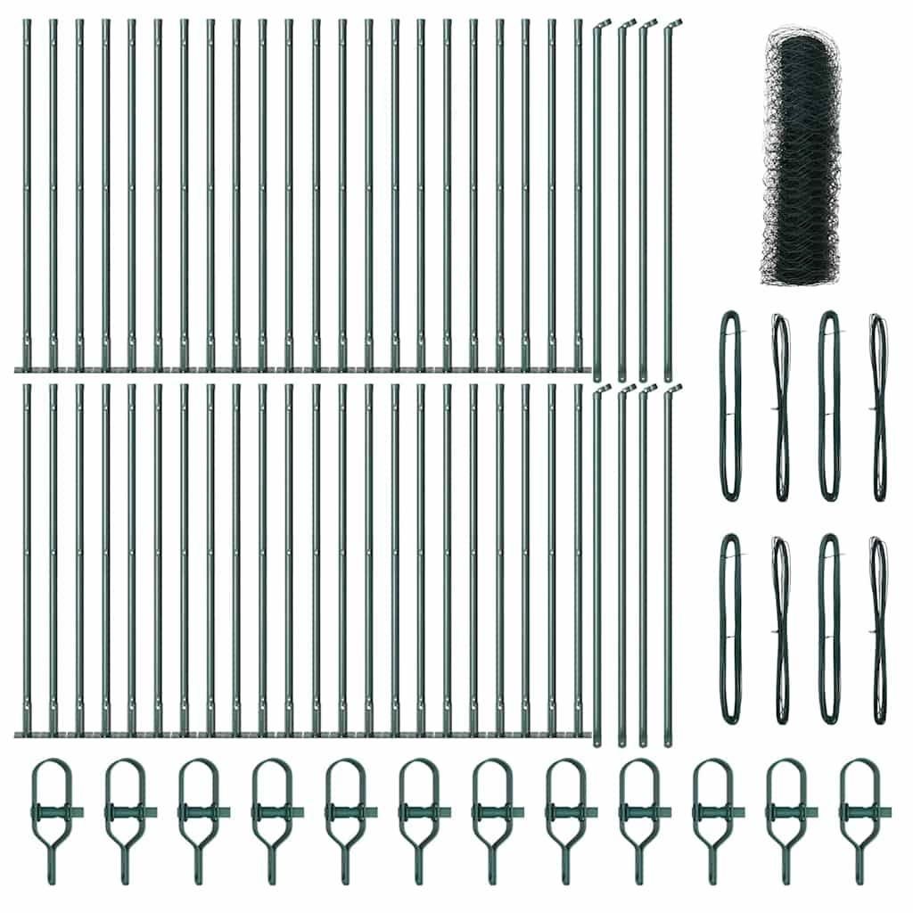 vidaXL Zaunpfosten Grün 100 x 0,6 m (36 mm Maschen) Stahl und PVC