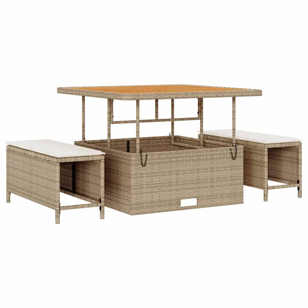 vidaXL Gartensofa-set mit Kissen 11 pcs Beige und Creme Poly-Rattan