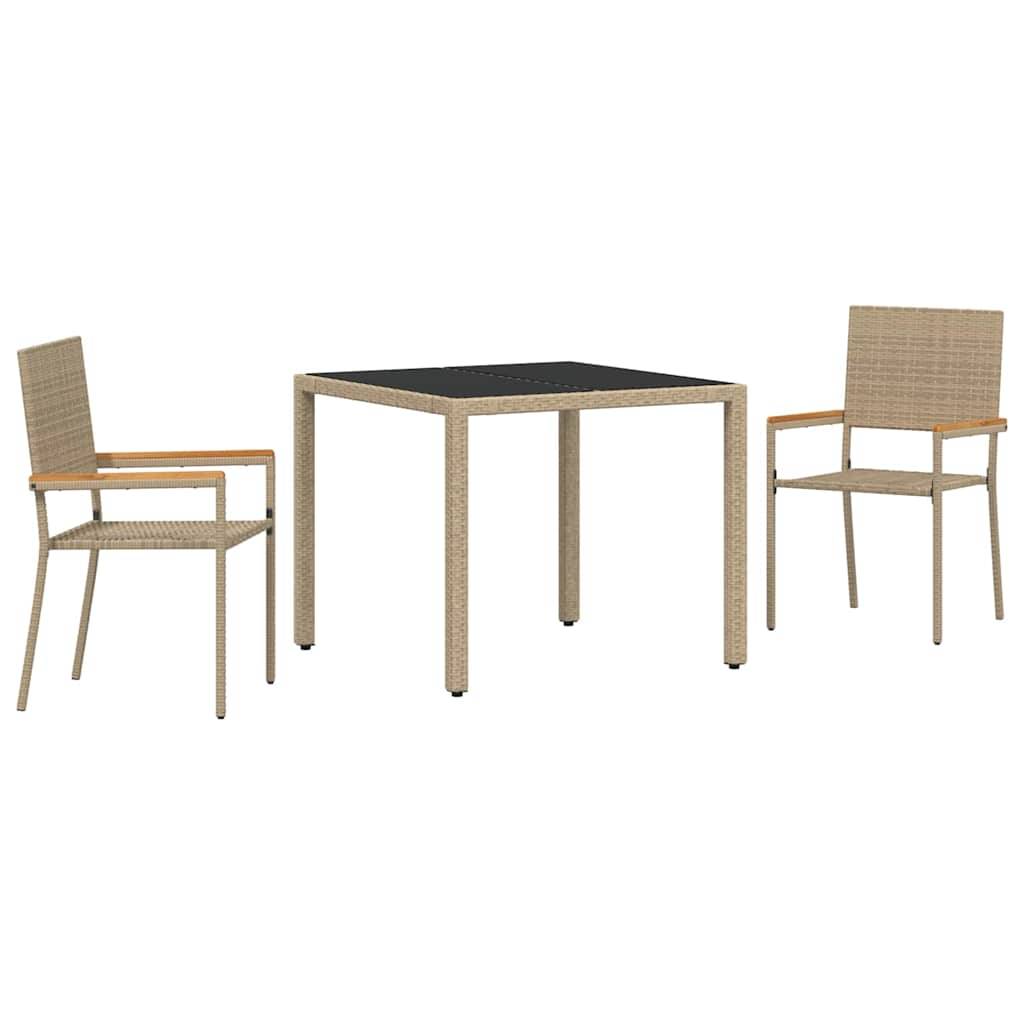vidaXL Garten Essgruppe 3 pcs Beige Poly-Rattan