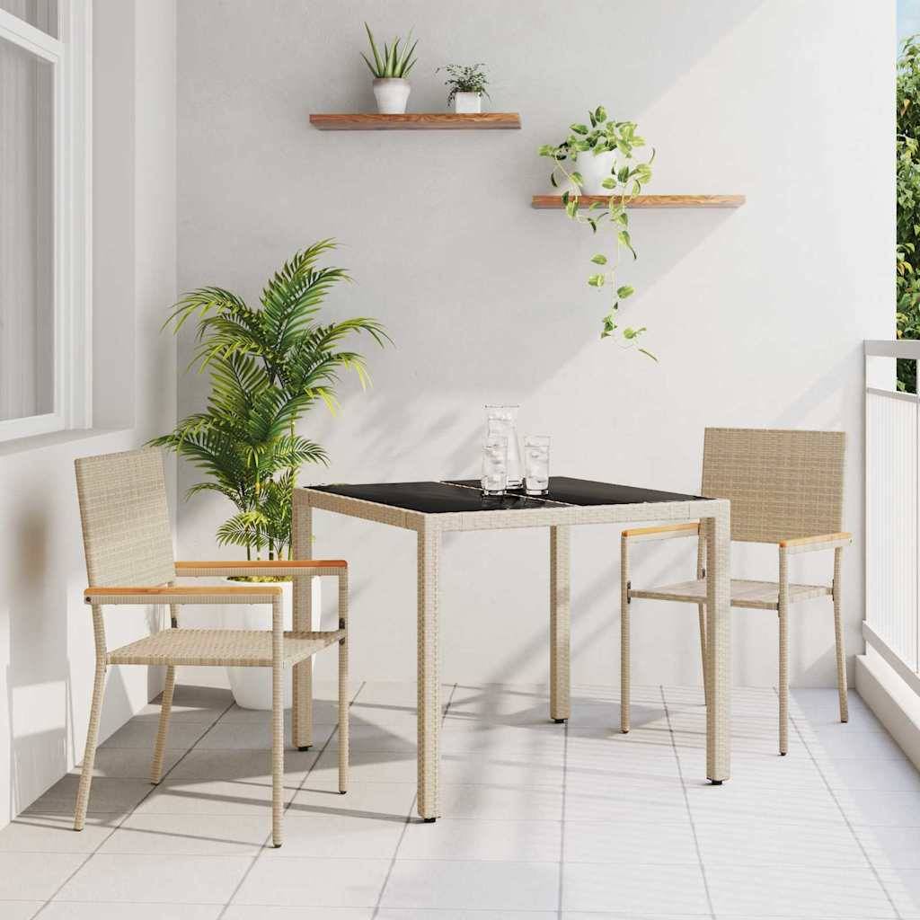 vidaXL Garten Essgruppe 3 pcs Beige Poly-Rattan