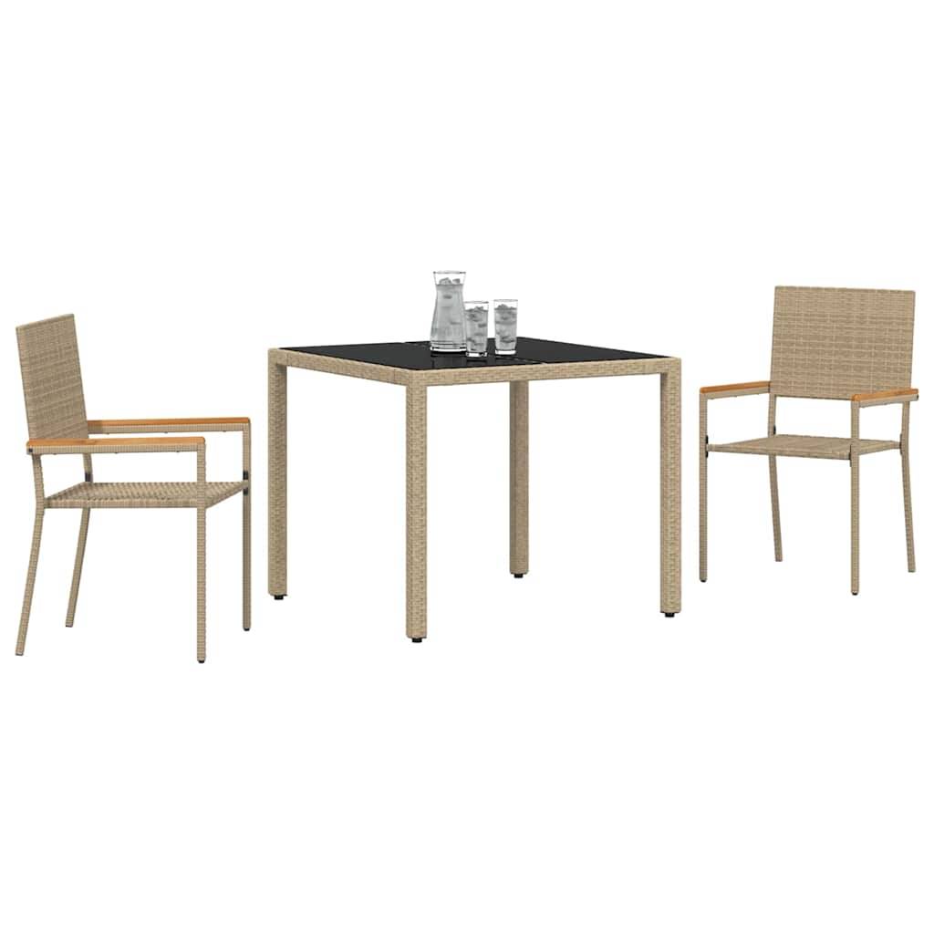 vidaXL Garten Essgruppe 3 pcs Beige Poly-Rattan