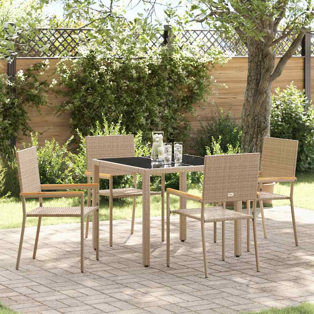 vidaXL Garten Essgruppe 5 pcs Beige Poly-Rattan