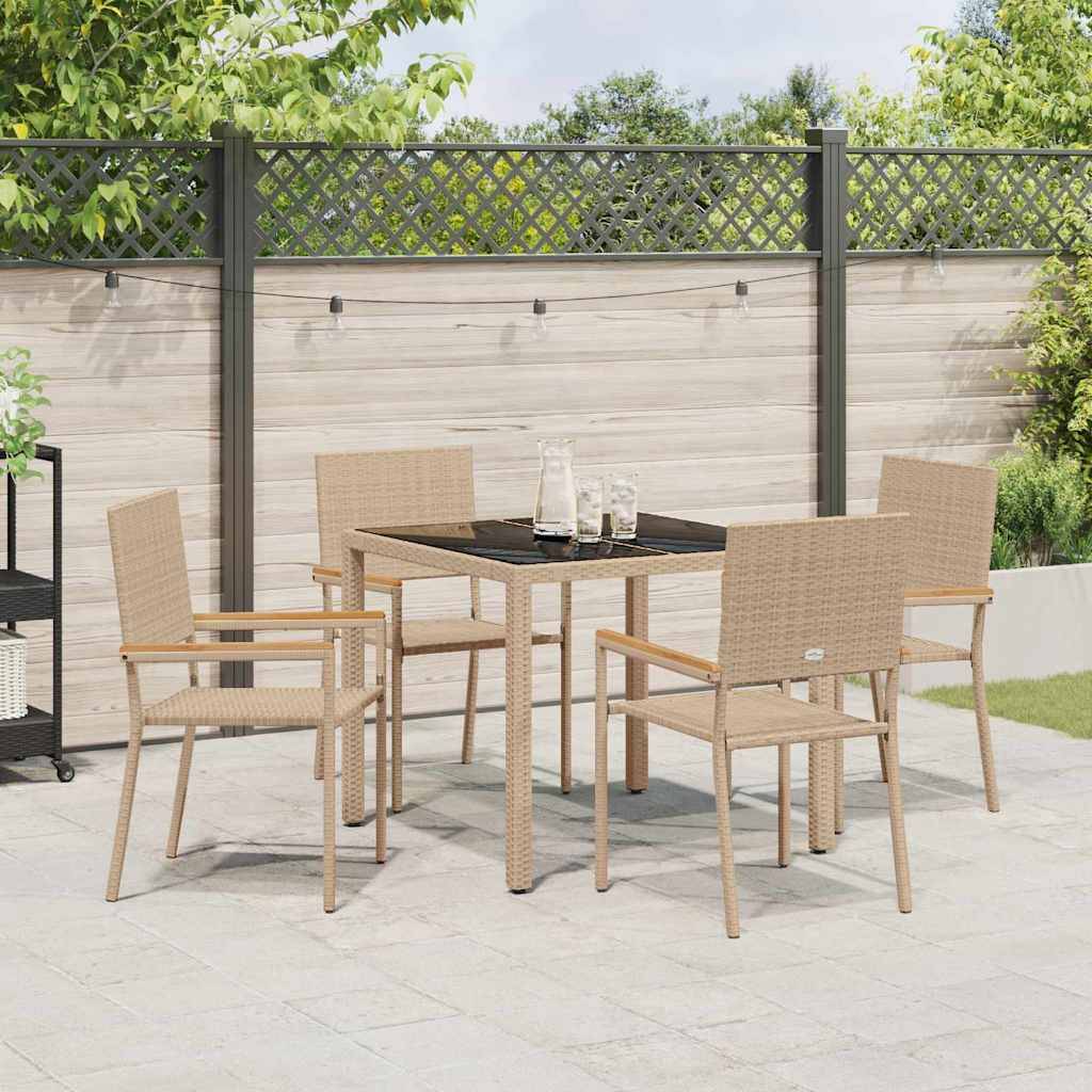 vidaXL Garten Essgruppe 5 pcs Beige Poly-Rattan