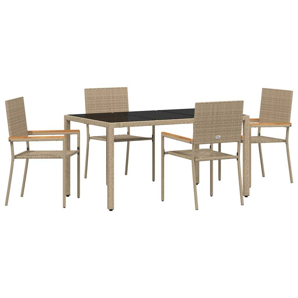 vidaXL Garten Essgruppe 5 pcs Beige Poly-Rattan