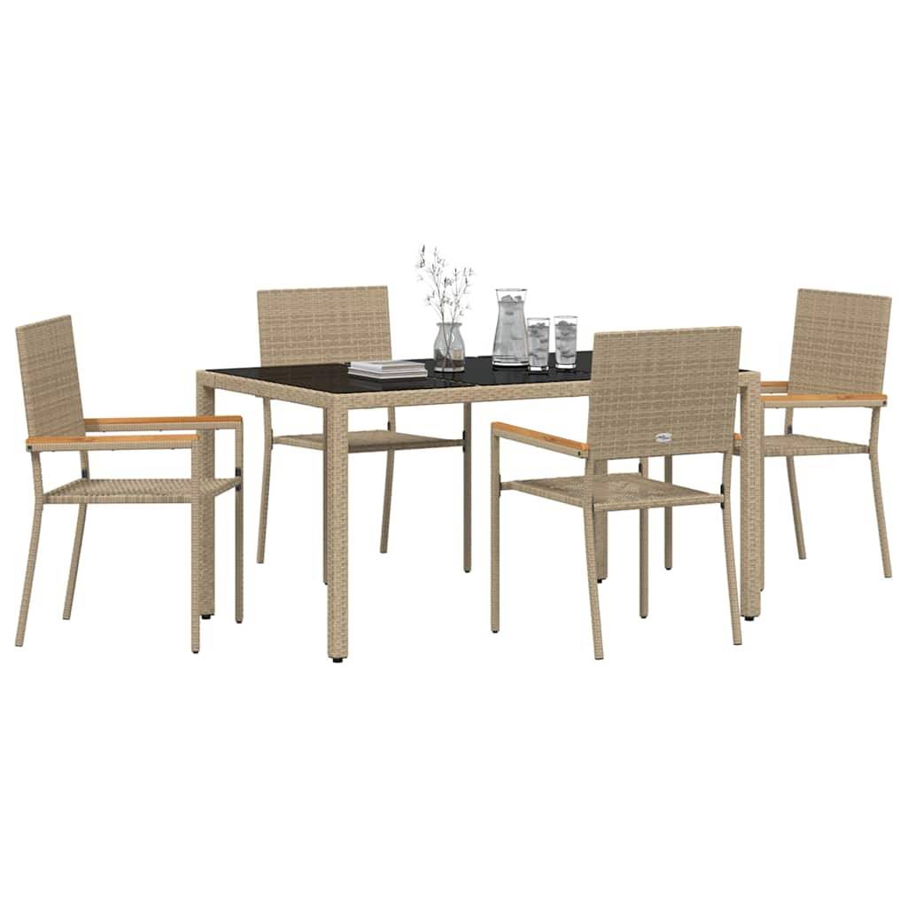 vidaXL Garten Essgruppe 5 pcs Beige Poly-Rattan