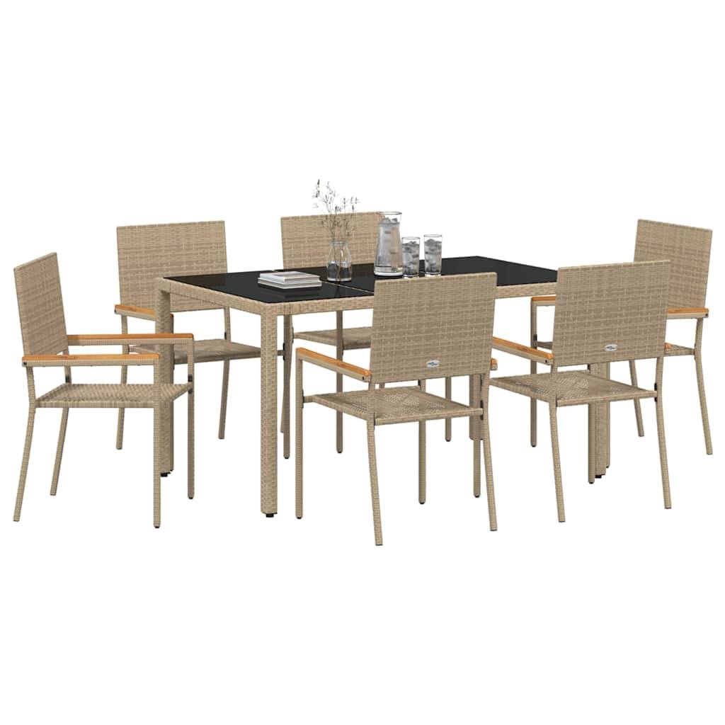 vidaXL Garten Essgruppe 7 pcs Beige Poly-Rattan
