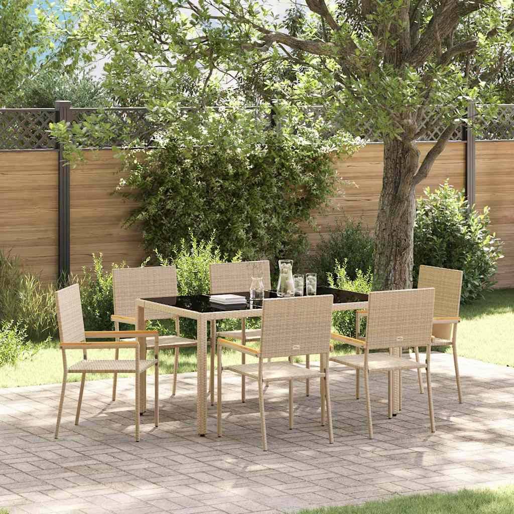 vidaXL Garten Essgruppe 7 pcs Beige Poly-Rattan