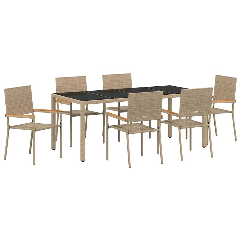 vidaXL Garten Essgruppe 7 pcs Beige Poly-Rattan