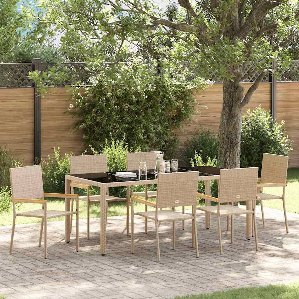 vidaXL Garten Essgruppe 7 pcs Beige Poly-Rattan