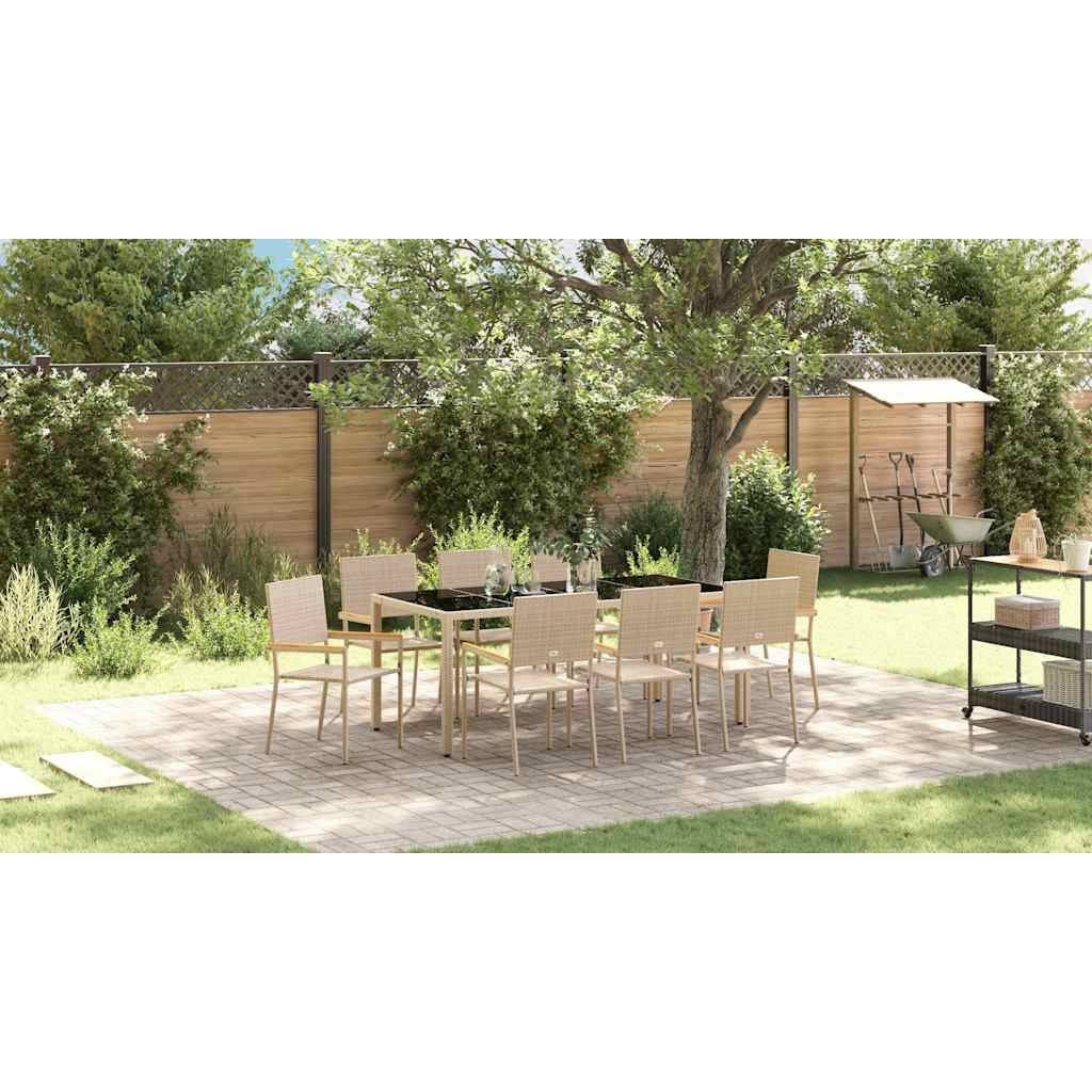 vidaXL Garten Essgruppe 9 pcs Beige Poly-Rattan