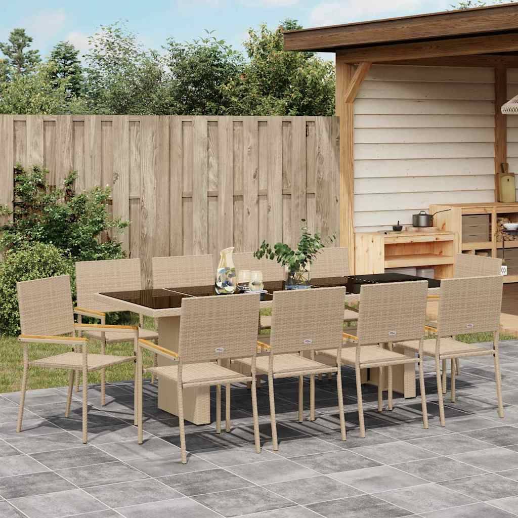 vidaXL Garten Essgruppe 11 pcs Beige Poly-Rattan