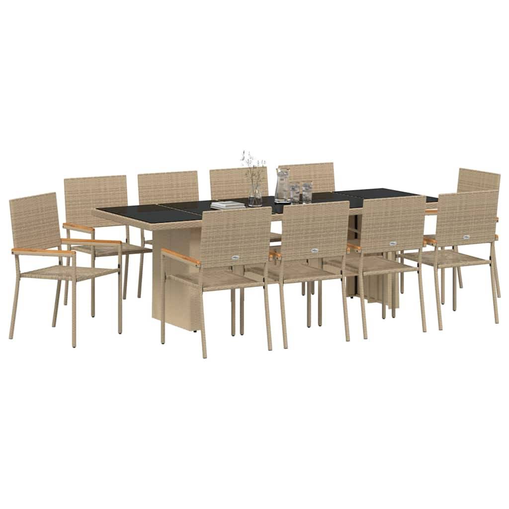 vidaXL Garten Essgruppe 11 pcs Beige Poly-Rattan