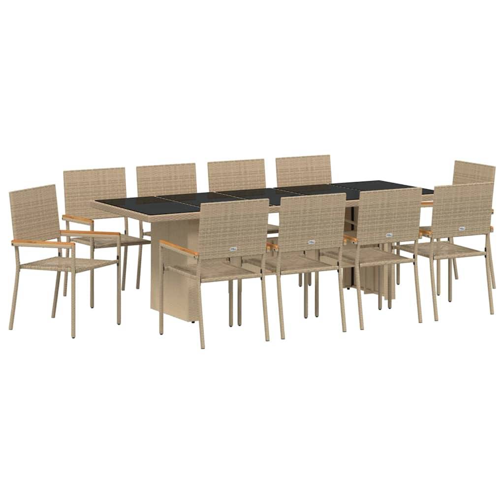 vidaXL Garten Essgruppe 11 pcs Beige Poly-Rattan