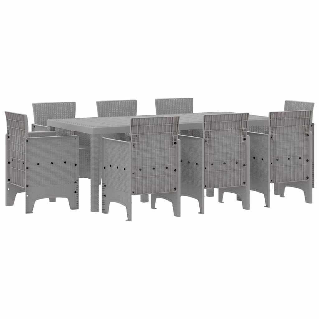 vidaXL Garten Essgruppe 9 pcs Hellgrau Polypropylen