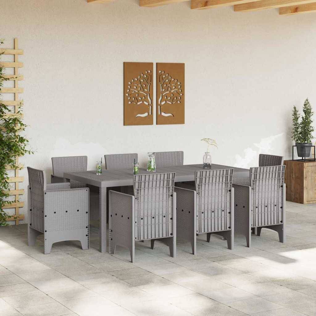 vidaXL Garten Essgruppe 9 pcs Hellgrau Polypropylen